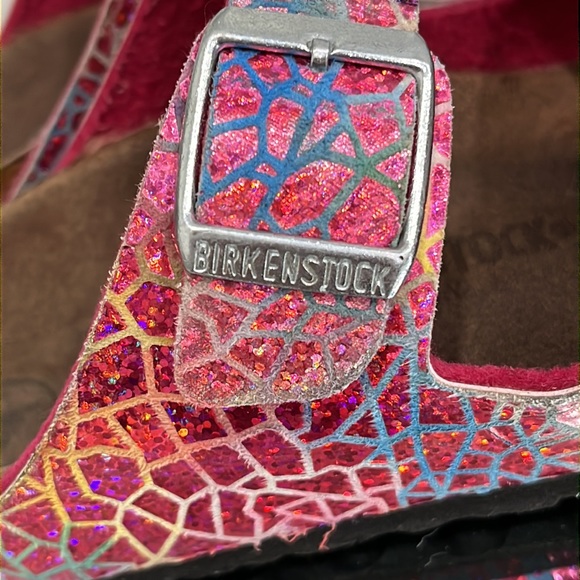 Birkenstock Arizona Vegan Leather Microfibre Flashy Halogen Pink size 13/13.5 - Picture 3 of 16